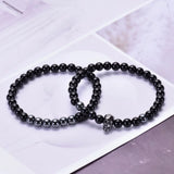 Men Skeleton Skull Bracelet Agates Hematite Stone Beads Bracelets Set