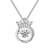 Sterling Silver Crown Necklace Heart Pendant Gift Women