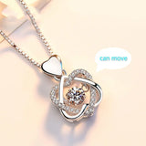 Sterling Silver Beating Heart Necklace Zircon Love Heart Christmas Gift