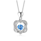 Sterling Silver Beating Heart Necklace Zircon Love Heart Christmas Gift