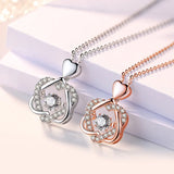 Sterling Silver Beating Heart Necklace Zircon Love Heart Christmas Gift