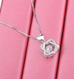 Sterling Silver Beating Heart Necklace Zircon Love Heart Christmas Gift