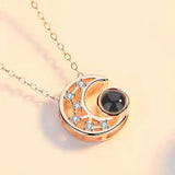Memory Love Picture Text Projection Necklace Round Gift