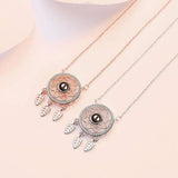 Memory Love Picture Text Projection Necklace Round Gift