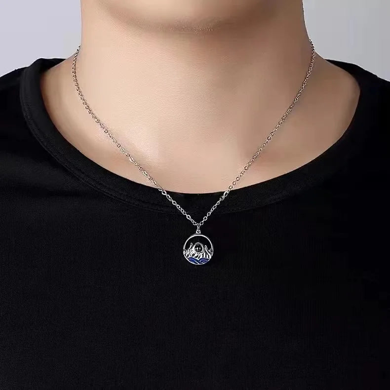 Memory Love Picture Text Projection Necklace Round Gift