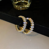 CZ Hoop Earrings Green Zircon C-shaped Crystal Earrings Women's Jewelry