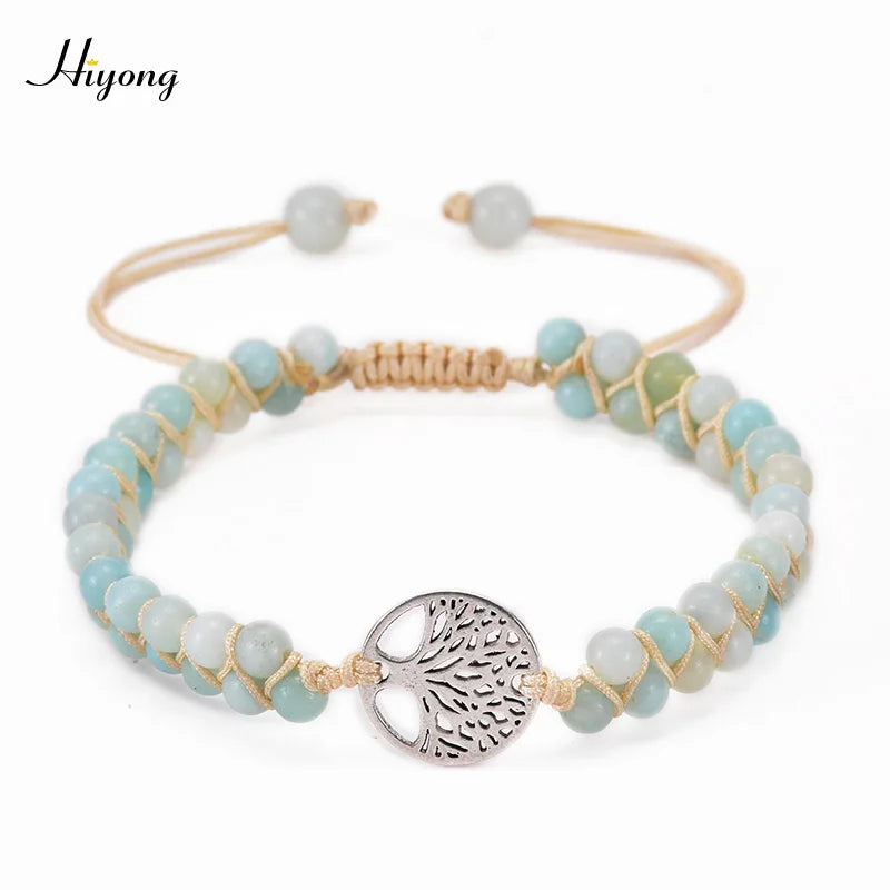 Tree Of Life Charm Bracelet Natural Stone Beads Yoga Friendship Bangle