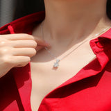 Moissanite S 925 Silver Initial Necklace Pendant Crystals Chain Choker