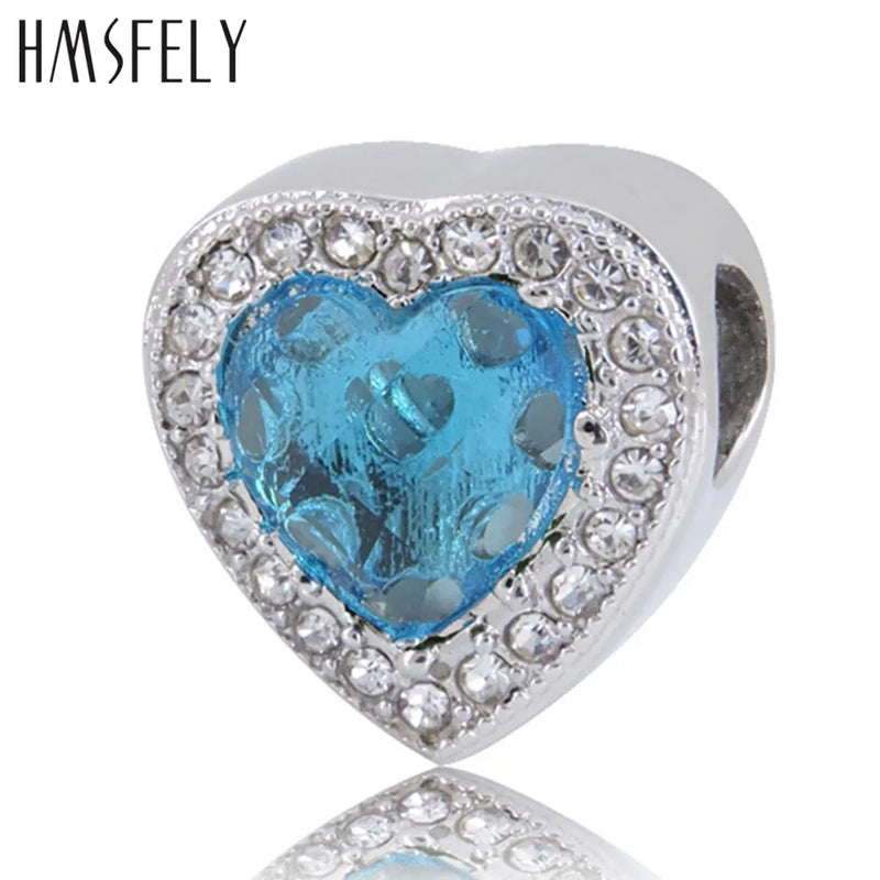 316L Stainless Steel Crystal Heart Beads DIY Jewelry Accessories