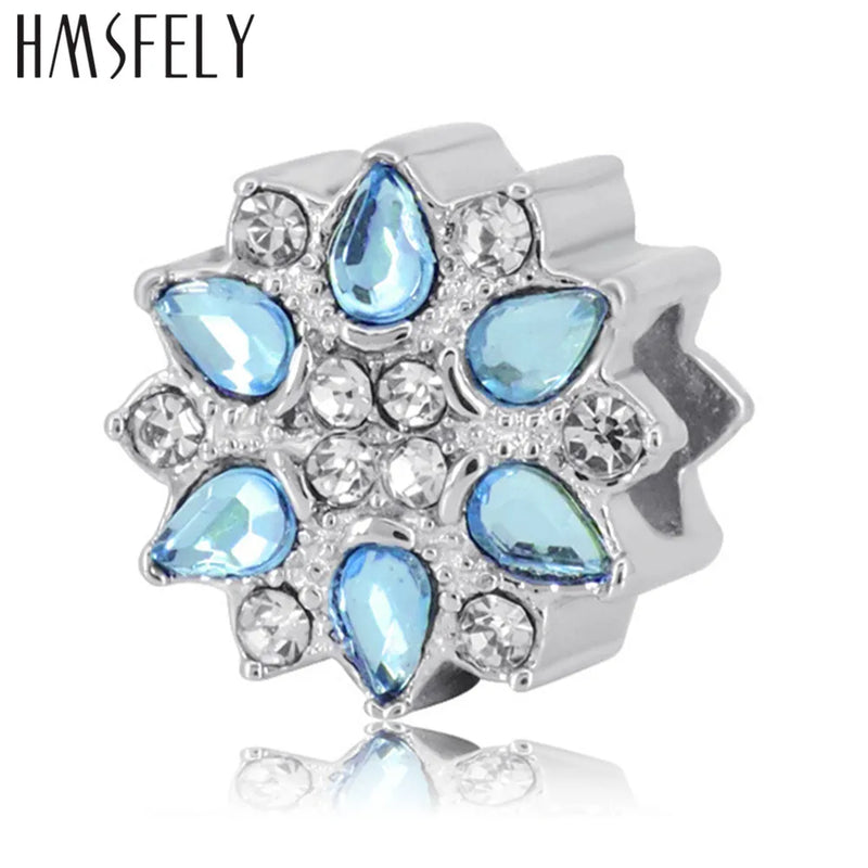316L Stainless Steel Crystal Flower Beads for DIY Jewelry Making 4pcs