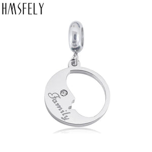 316L Stainless Steel Charm Crystal Round Shape Pendant For DIY Bracelet Necklace