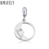 316L Stainless Steel Charm Crystal Round Shape Pendant For DIY Bracelet Necklace