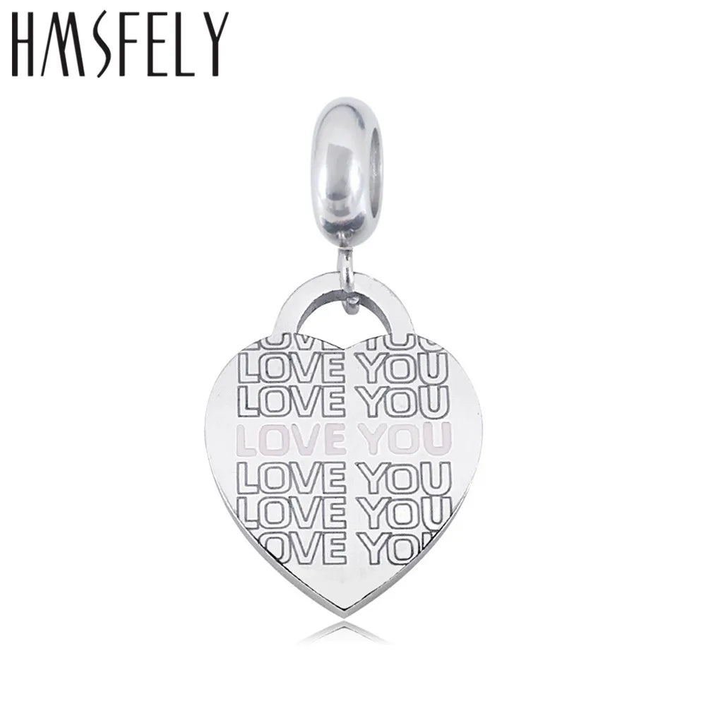 316L Stainless Steel Heart Shape Love You Charm Pendant