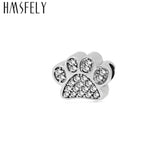 316L Stainless Steel Crystal Charm Beads Dog Foot Shape Accessories 4pcs
