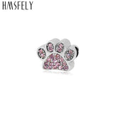 316L Stainless Steel Crystal Charm Beads Dog Foot Shape Accessories 4pcs