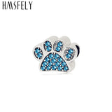 316L Stainless Steel Crystal Charm Beads Dog Foot Shape Accessories 4pcs