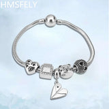 316L Stainless Steel Dog Footprint Heart Charm Big Hole Beads
