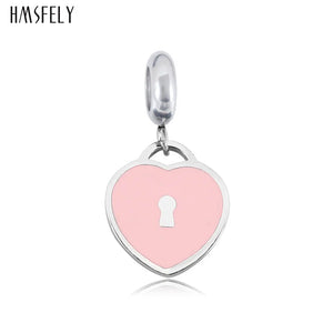 316L Stainless Steel Lock Heart Pendant DIY Charm Bracelet Necklace