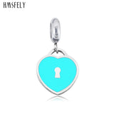 316L Stainless Steel Lock Heart Pendant DIY Charm Bracelet Necklace