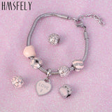 316L Stainless Steel Lock Heart Pendant DIY Charm Bracelet Necklace