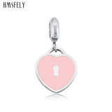 316L Stainless Steel Lock Heart Pendant DIY Charm Bracelet Necklace