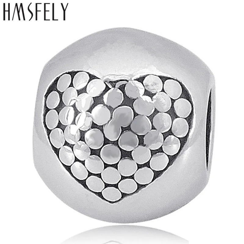 316L Stainless Steel Round Charm Beads Heart Dot Beads