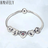 316L Heart Beads Love You Mom Charms Bracelets Jewelry Making Bead