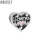 316L Heart Beads Love You Mom Charms Bracelets Jewelry Making Bead