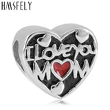 316L Heart Beads Love You Mom Charms Bracelets Jewelry Making Bead