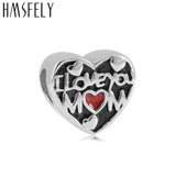 316L Heart Beads Love You Mom Charms Bracelets Jewelry Making Bead