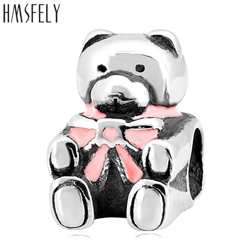 316L Stainless Steel Bear Beads European Charm Beads DIY Bracelet 4pcs