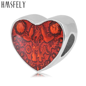 316L Stainless Steel Red Rose Heart Beads European Charm Bracelets Making
