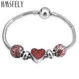 316L Stainless Steel Red Rose Heart Beads European Charm Bracelets Making