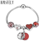316L Stainless Steel Red Rose Heart Beads European Charm Bracelets Making