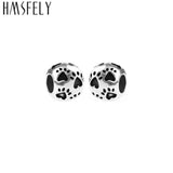 316l Stainless Steel Round Ball Bead European Charm Dog Footprint Beads