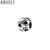 316l Stainless Steel Round Ball Bead European Charm Dog Footprint Beads