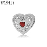 European Crystal Heart Beads Stainless Steel Charms for Bracelet Making