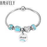 European Crystal Heart Beads Stainless Steel Charms for Bracelet Making