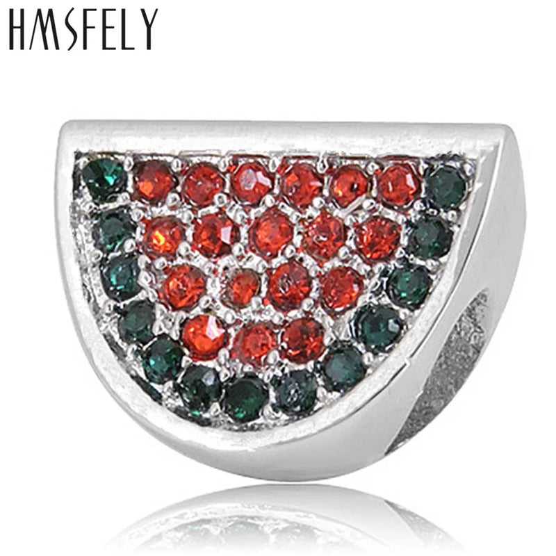 European Crystal Watermelon Bead Charm Bracelet Jewelry Making