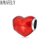 European Heart Enamel Beads Stainless Steel Charm for Bracelets