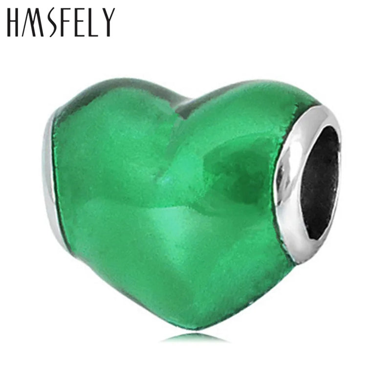 European Heart Enamel Beads Stainless Steel Charm for Bracelets