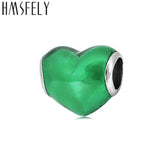 European Heart Enamel Beads Stainless Steel Charm for Bracelets
