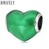 European Heart Enamel Beads Stainless Steel Charm for Bracelets