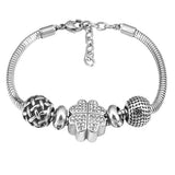 Stainless Steel Lucky Clover Bead Charms Set