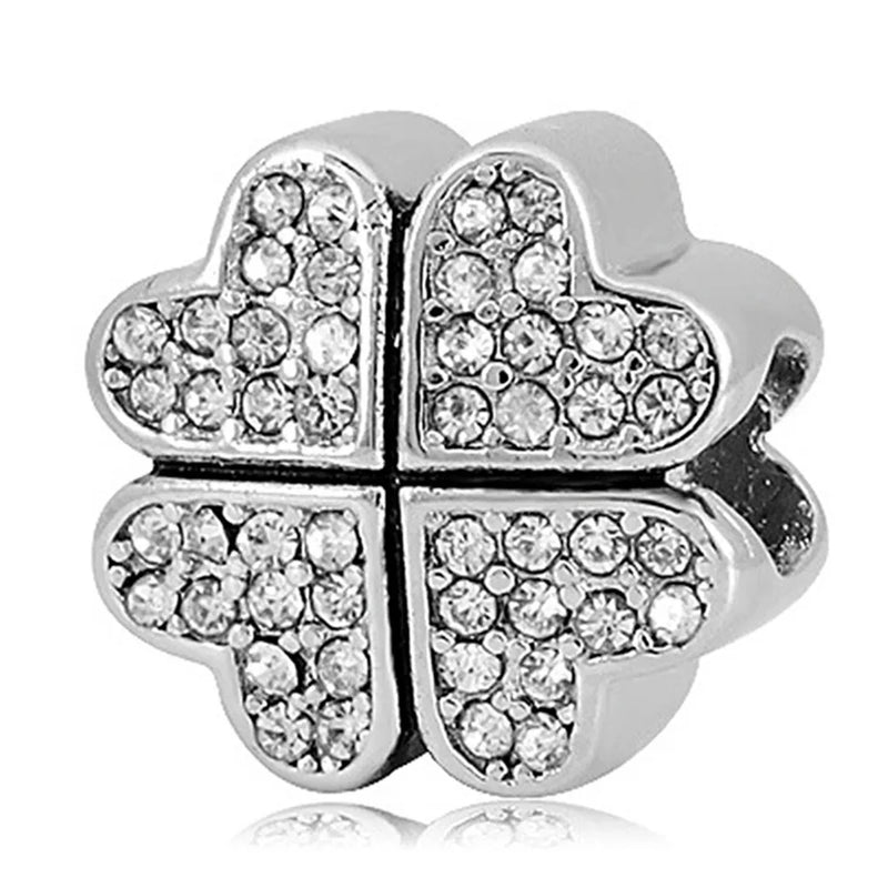 Stainless Steel Lucky Clover Bead Charms Set