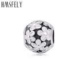 Stainless Steel Enamel Flower Bead Charm Bracelet Jewelry