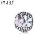 Stainless Steel Enamel Flower Bead Charm Bracelet Jewelry