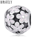 Stainless Steel Enamel Flower Bead Charm Bracelet Jewelry