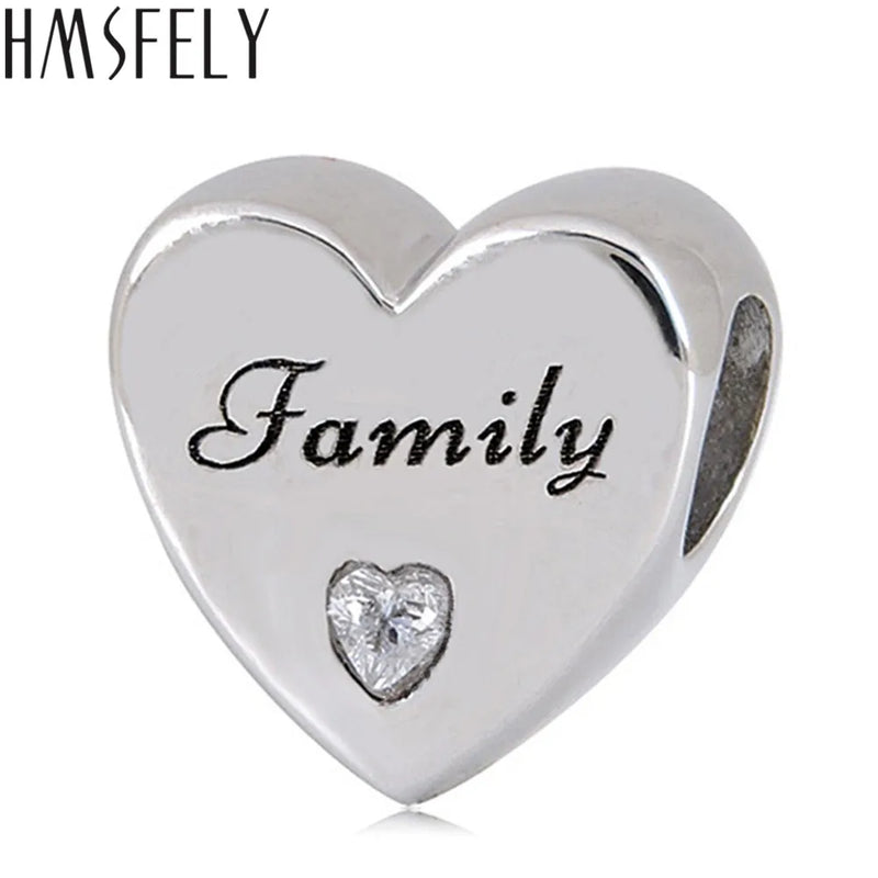 Heart Shape Family Forever Beloved Beads DIY Bracelet Jewelry