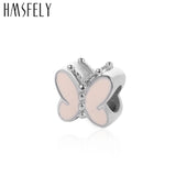 European Pink Butterfly Beads DIY Bracelet Jewelry 316l Stainless Steel Big Hole